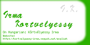 irma kortvelyessy business card