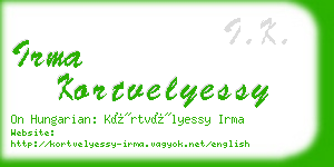 irma kortvelyessy business card